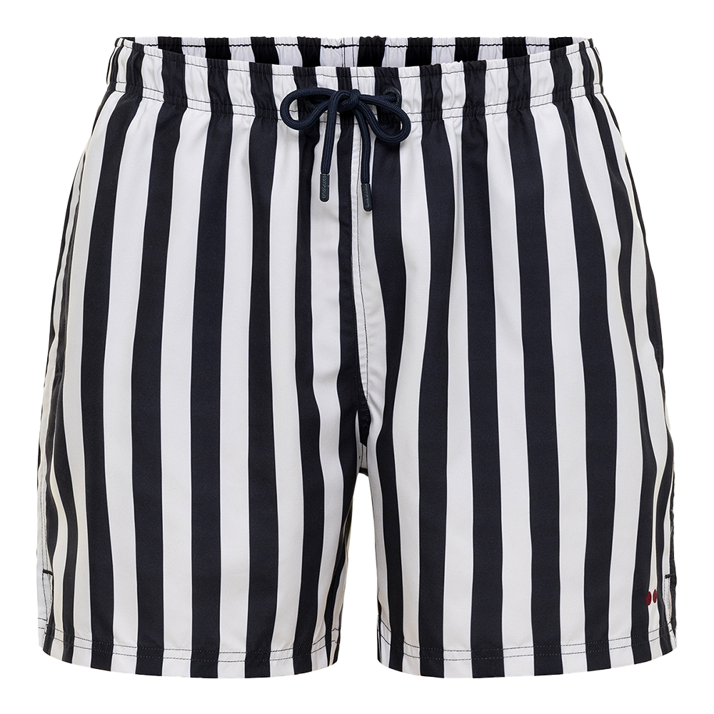 White Tee & Navy Stripe Trunks Bundle