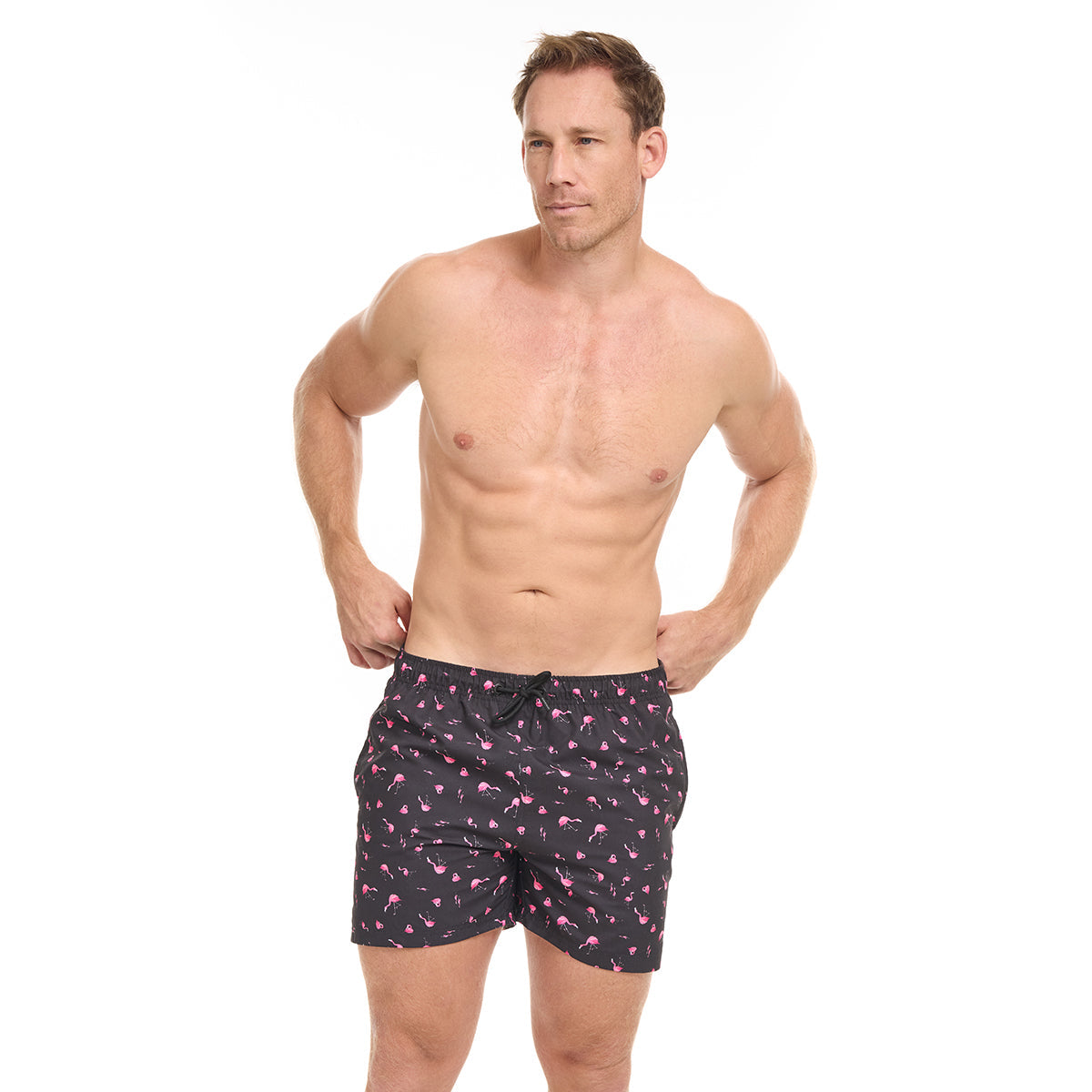 Black Flamingo Swim Trunks