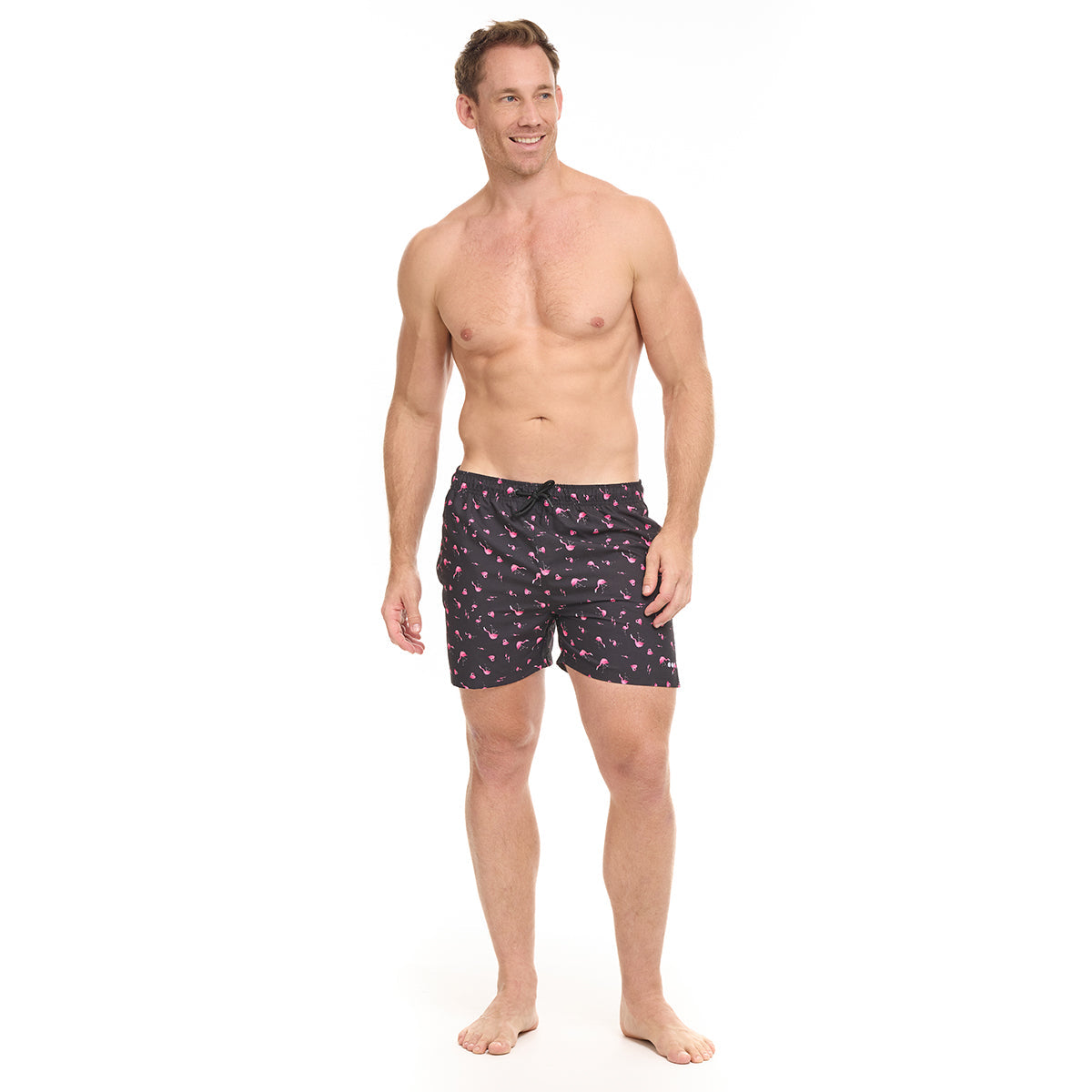 Black Flamingo Swim Trunks