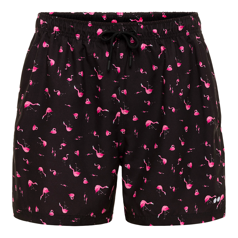 Black Flamingo Swim Trunks