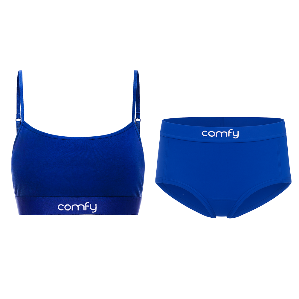 Matching set of underwear for women in colour Blue.