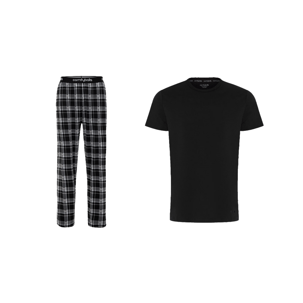 BLACK Pyjama Pants Man & BLACK Tee Bundle