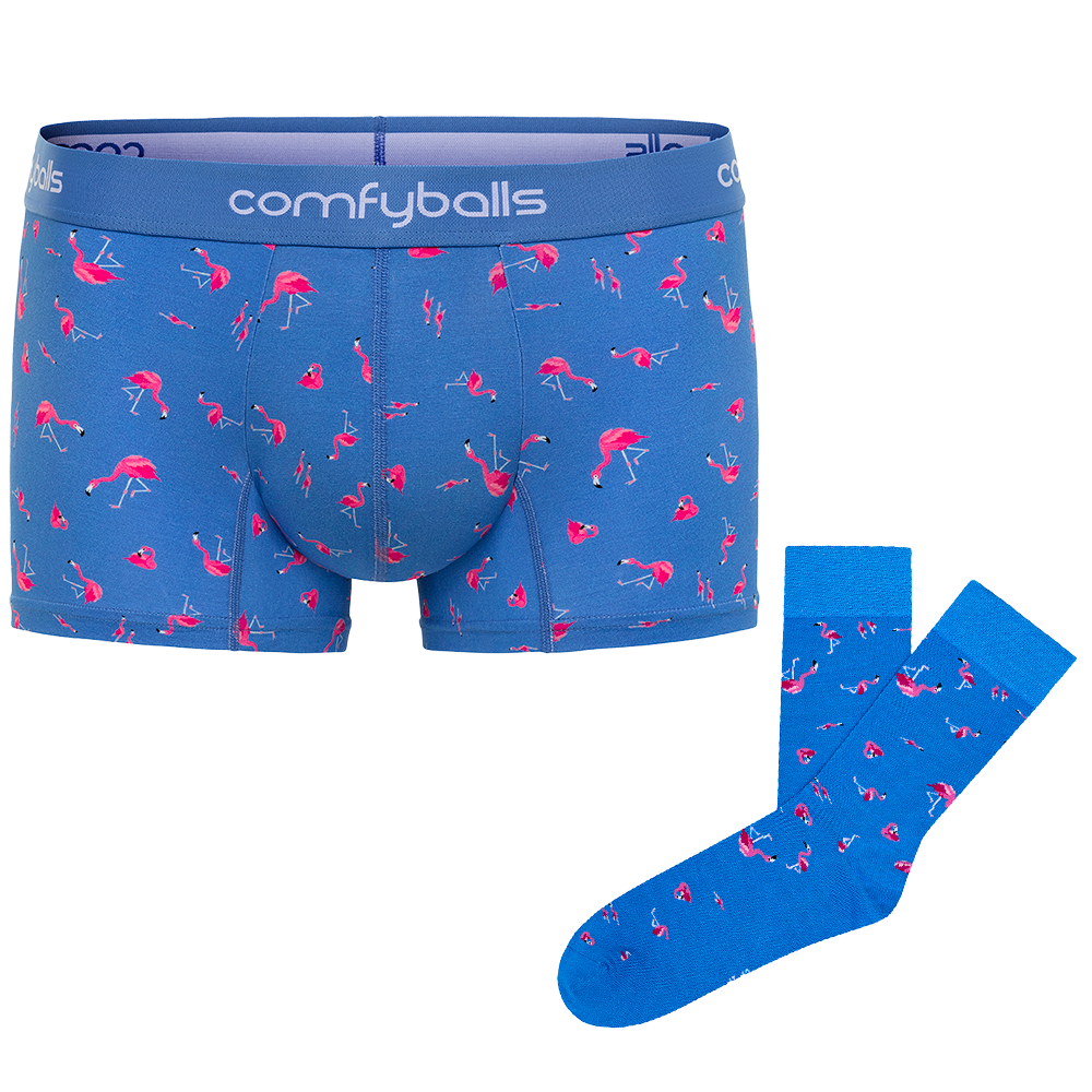 Blue Flamingo Boxer & Socks Bundle