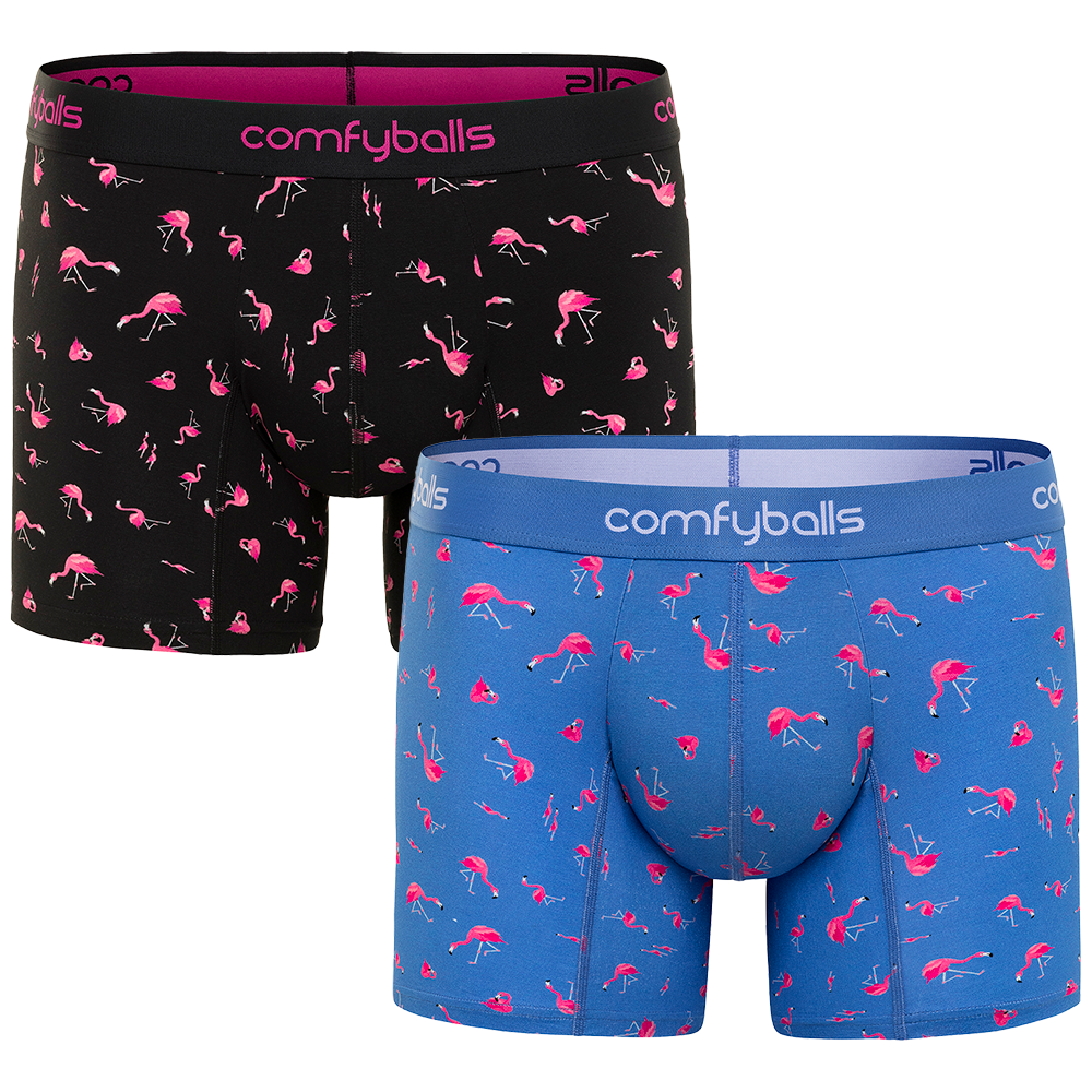 Black & Blue Flamingo Long Boxer Bundle