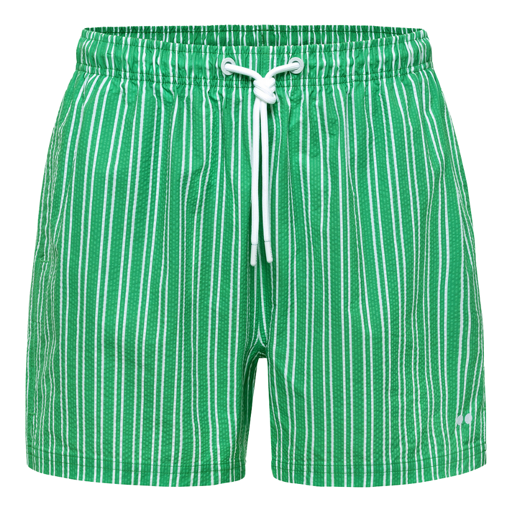 Green Seersucker Swim Trunks