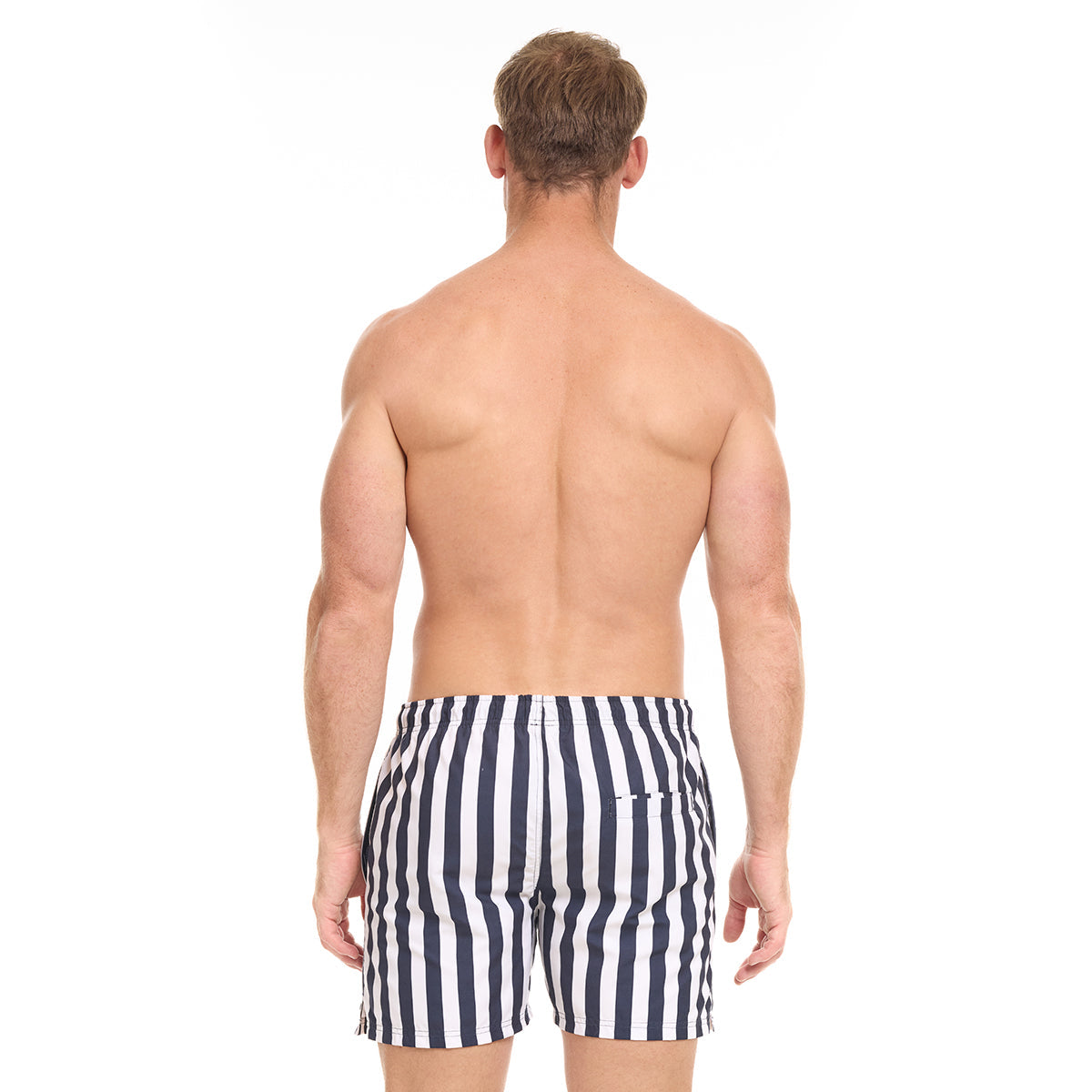 Navy Stripe Swim Trunks