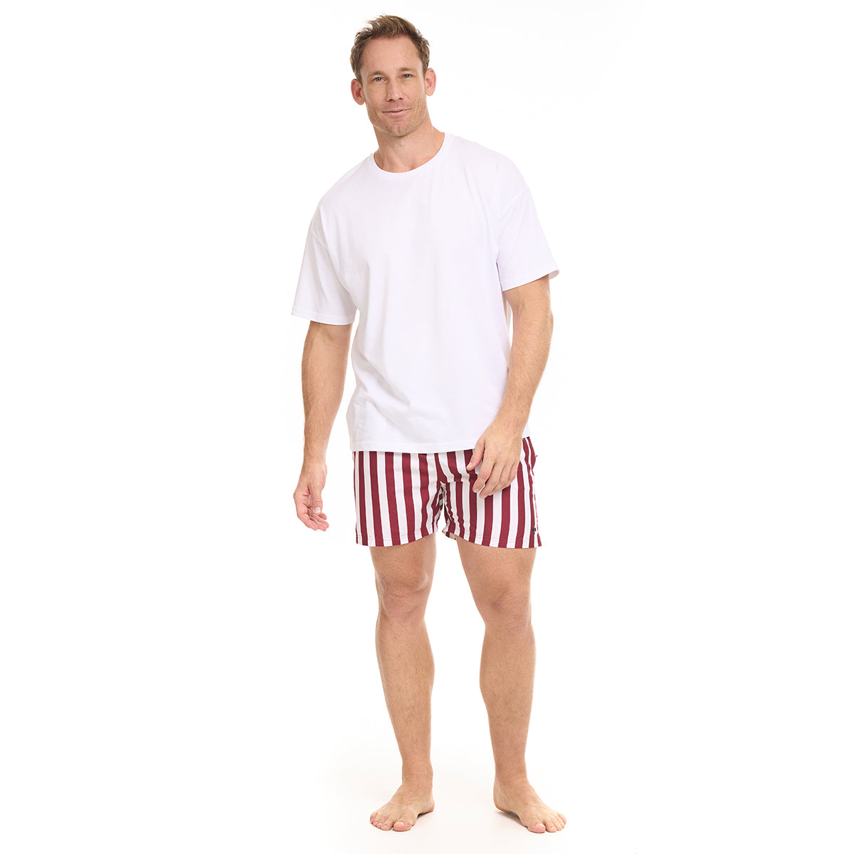 Red Stripe Swim Trunks