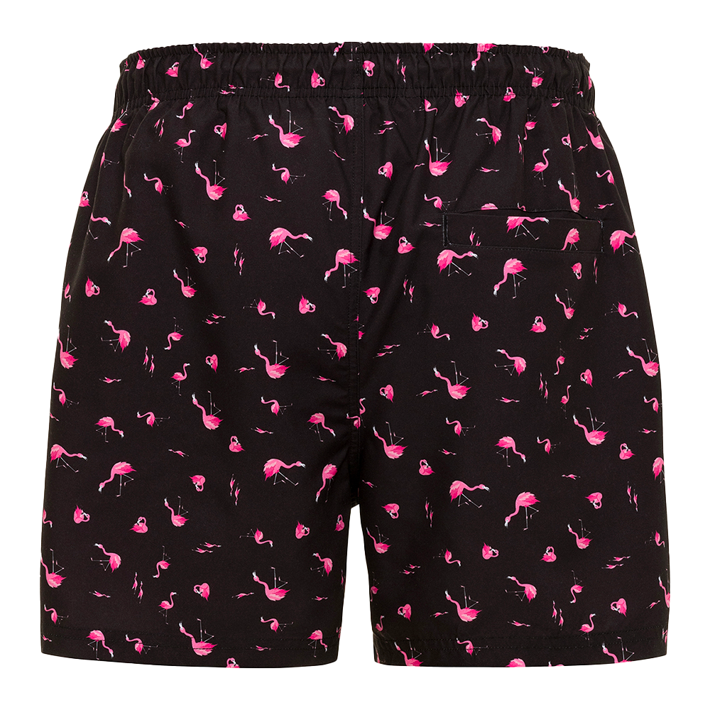 Black Flamingo Swim Trunks