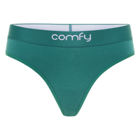 Green men's underwear with 'comfy' waistband on a white background