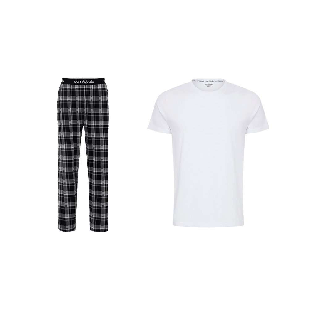 BLACK Pyjama Pants Man & WHITE Tee Bundle