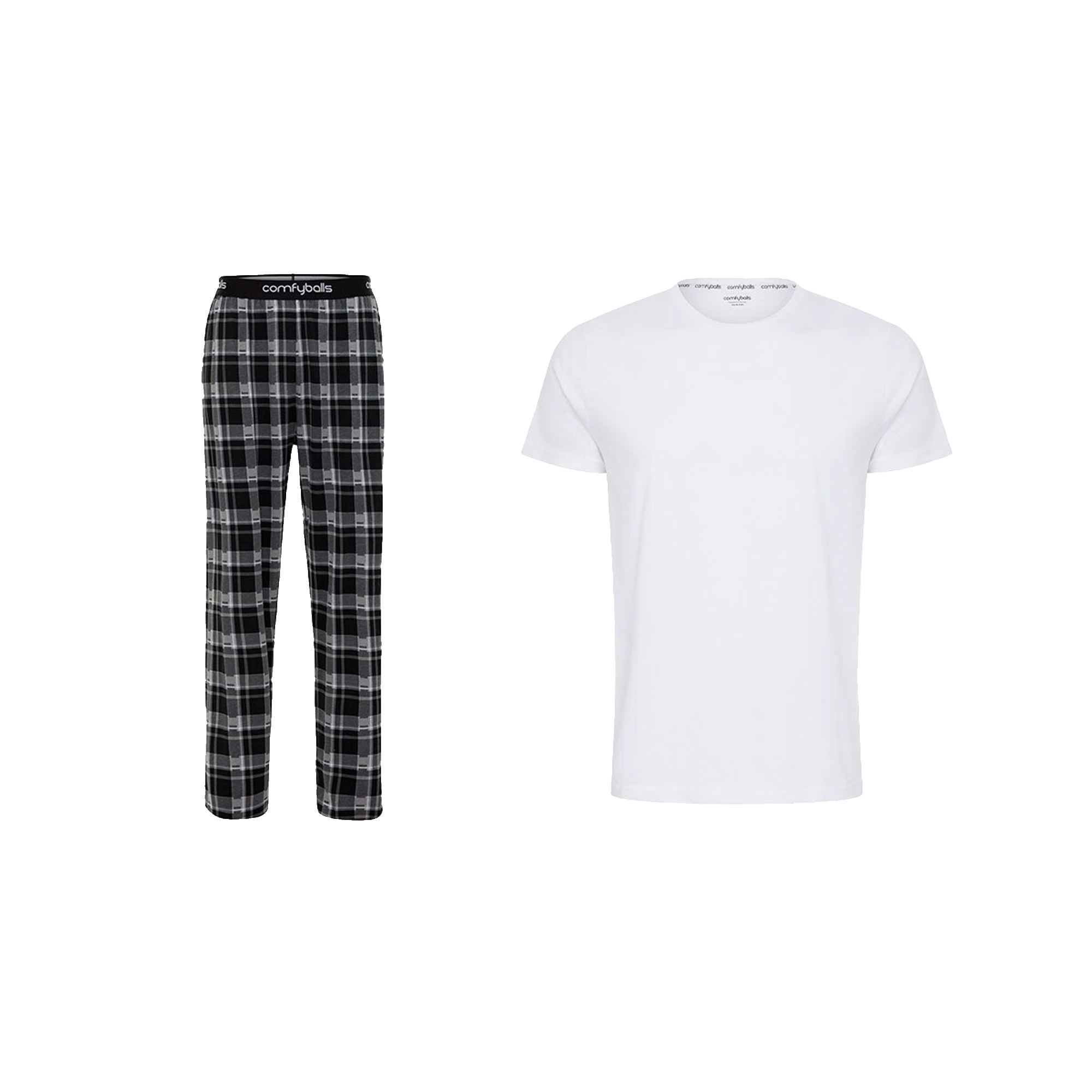 BLACK Pyjama Pants Man & WHITE Tee Bundle
