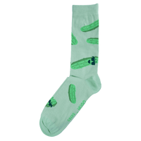 Light green sock with green snake pattern on a white background